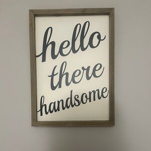 Wooden Framed Wall Art with Black Text